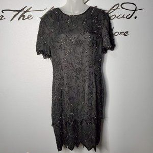 Vintage 90's Stenay Beaded Black Cocktail Dress, MP